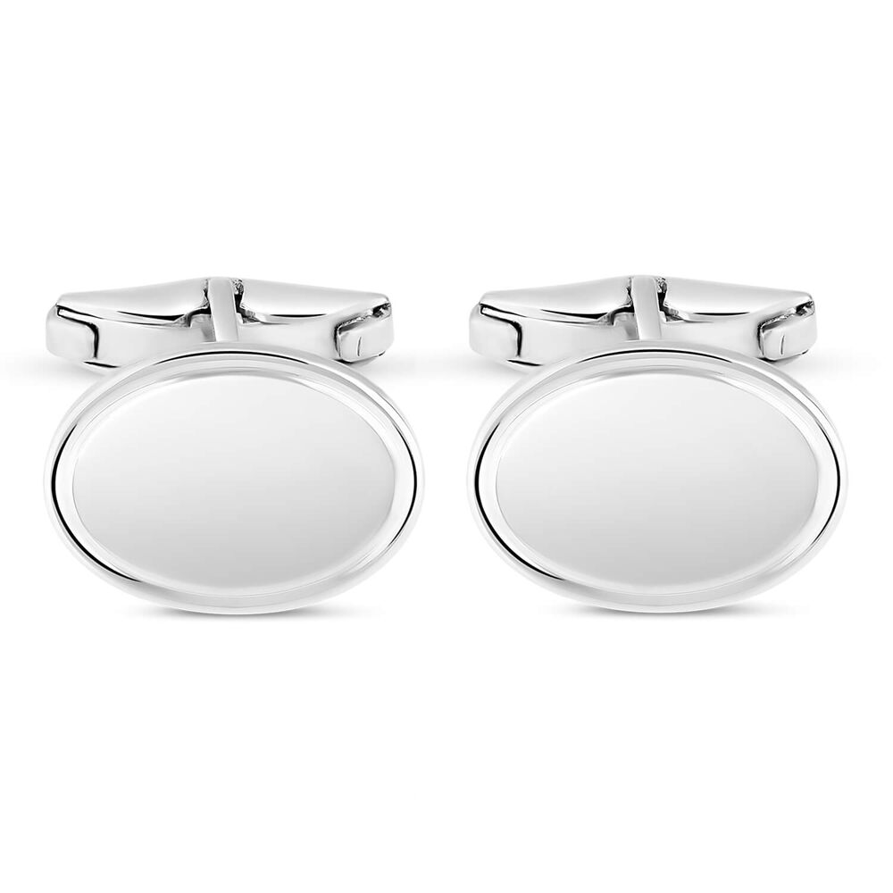 Sterling Silver Oval Plain Cufflinks image number 0
