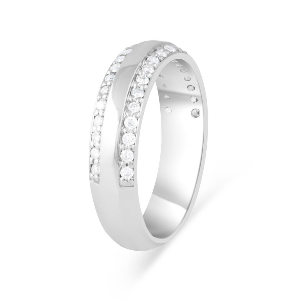 Ladies' 9ct White Gold 0.30 Carat Round Brilliant Diamond Two Row Wedding Ring image number 3