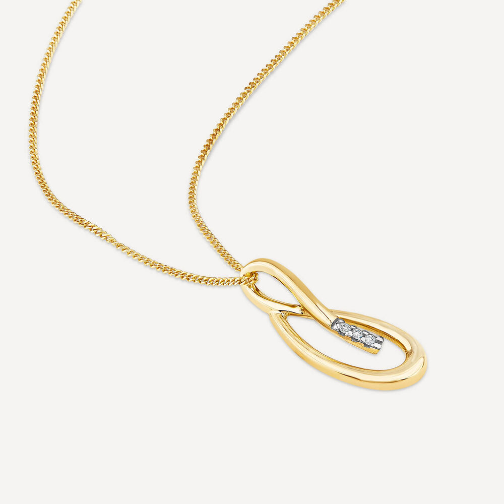 9ct Yellow Gold Open Loop Diamond Set Pendant image number 3