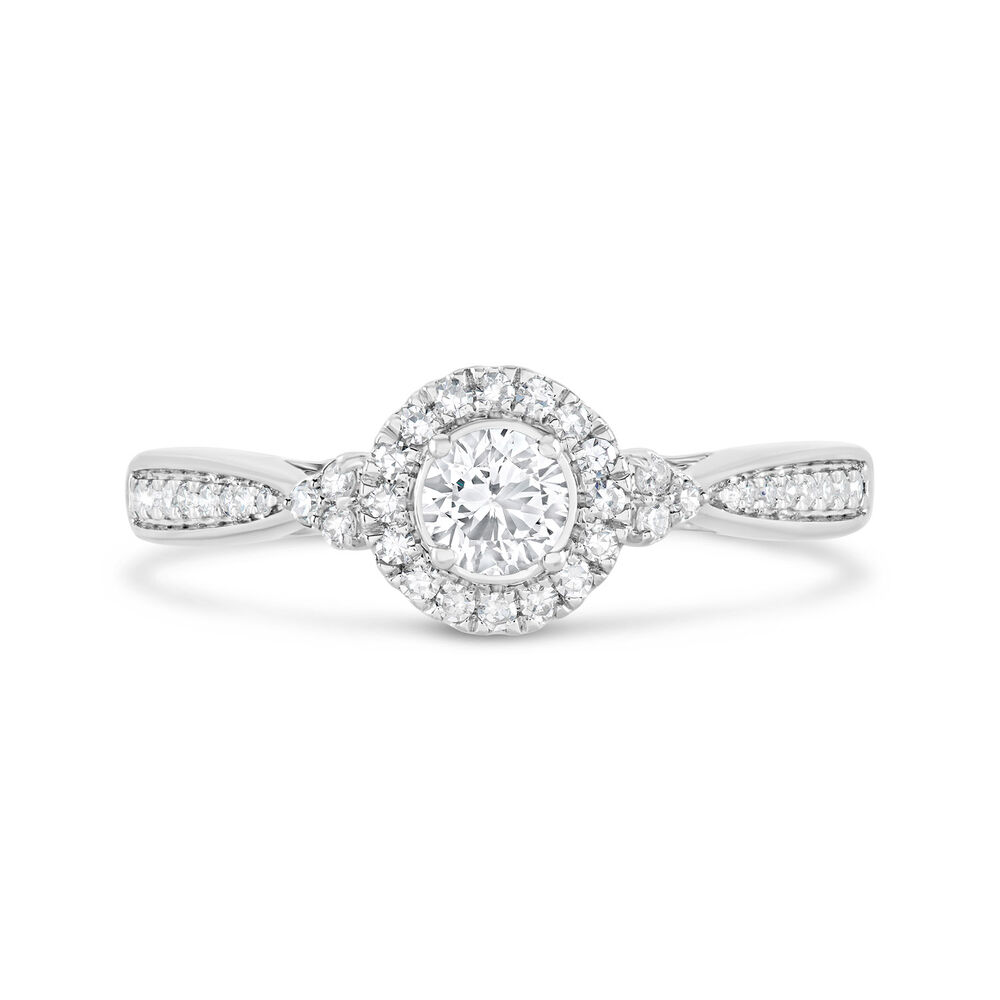 18ct White Gold 0.40ct Diamond Halo Shoulders Ring