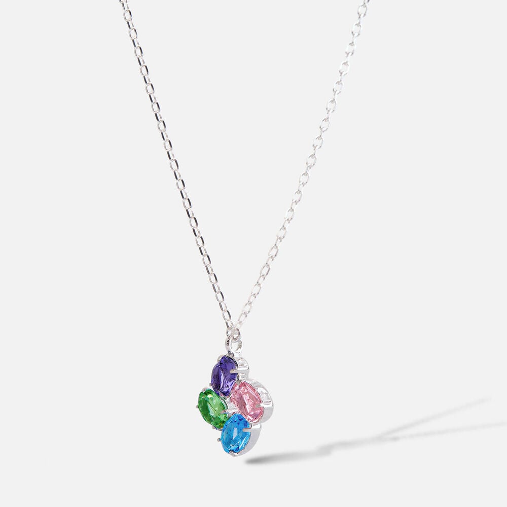 Sterling Silver 4 Multi Colour Oval Cubic Zirconia Pendant