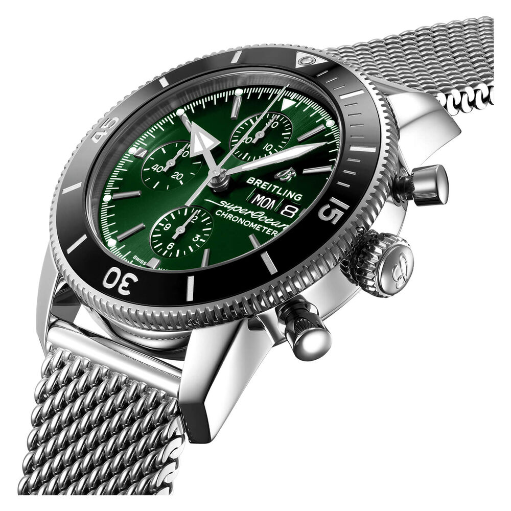 Breitling Superocean Heritage Chronograph 44mm Green Dial Steel Bracelet Watch image number 1