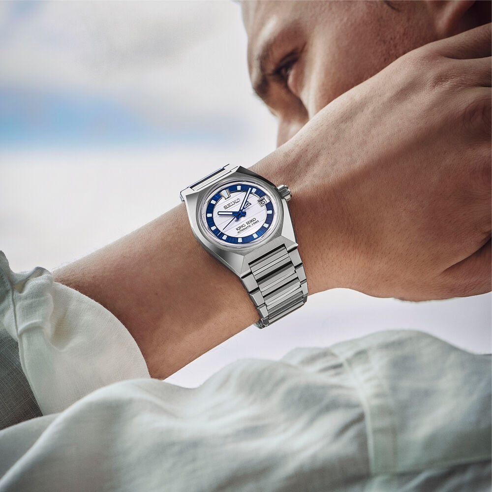 Seiko 145th Anniversary King Seiko Vanac Limited Edition White 41mm Dial Steel Bracelet Watch