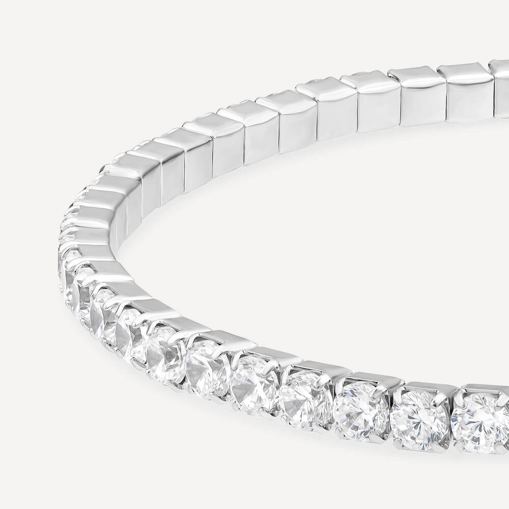 Sterling Silver Cubic Zirconia Flexible Tennis Braceet