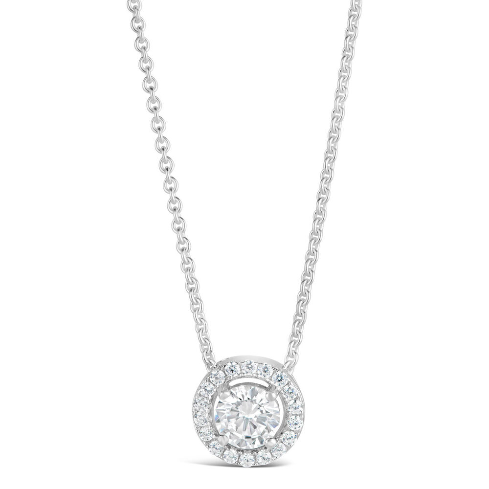 Sterling Silver Cubic Zirconia Halo Pendant (Chain Included) image number 0