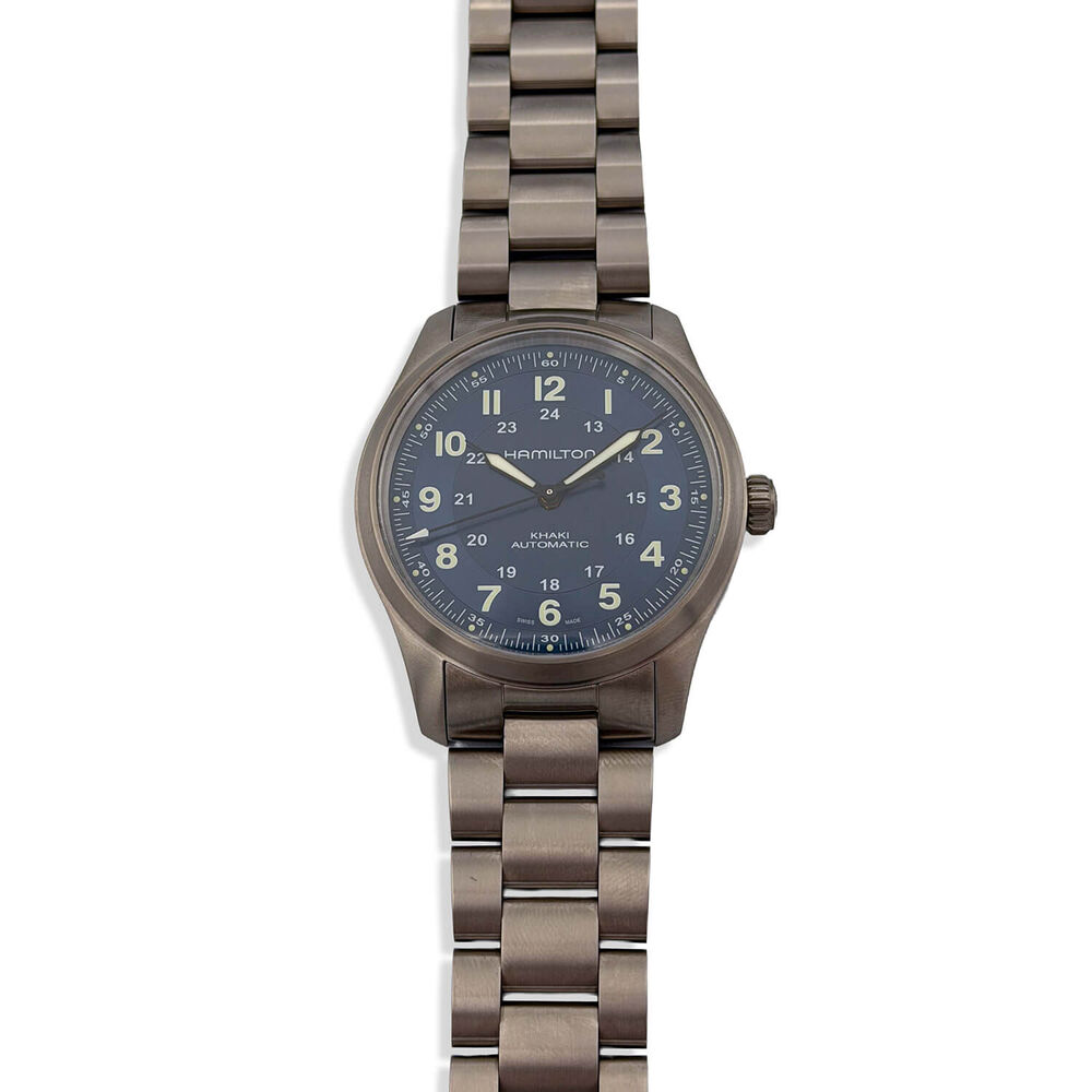 Pre-Owned Hamilton Khaki Field Titanium Auto 38mm Blue Dial Titanium Case Watch