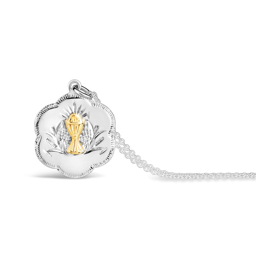 Sterling Silver & Yellow Gold-Plated Chalice Pendant (Chain Included)