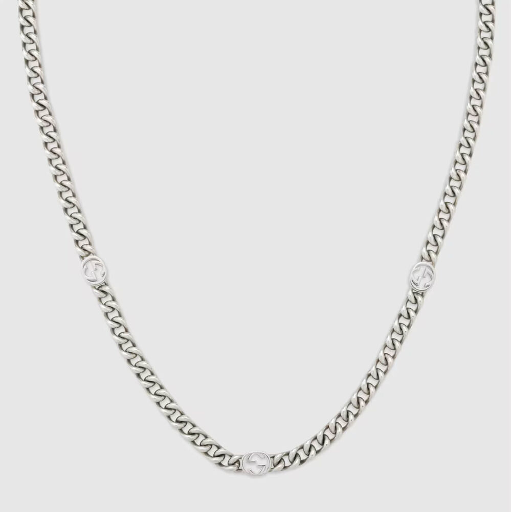 Gucci Interlocking Silver Chain Necklace