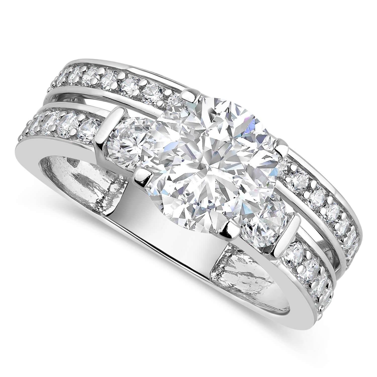 9ct White Gold Solitaire Claw Set Cubic Zirconia Ring