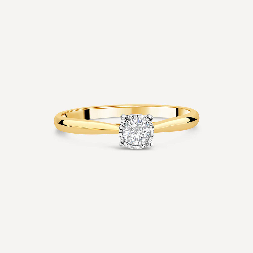 9ct Yellow Gold Illusion Solitaire 0.25ct Diamond Ring image number 2