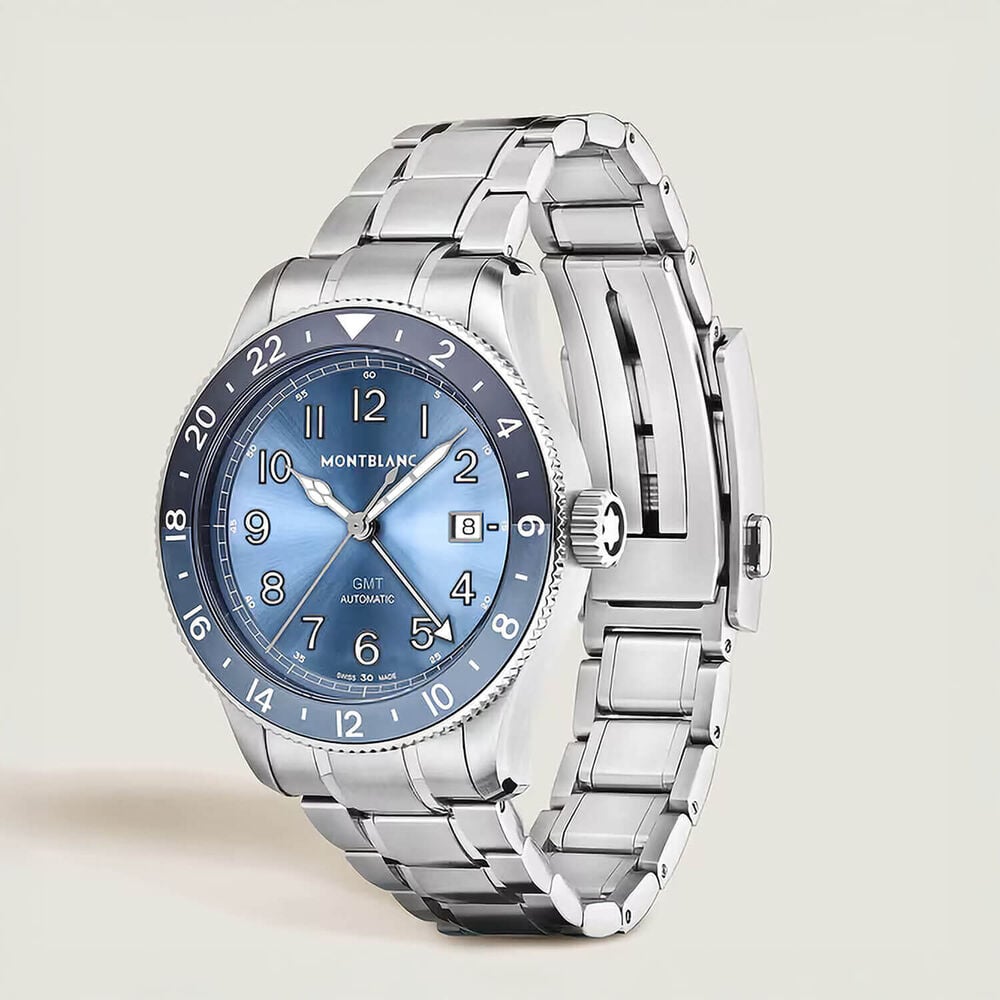 Montblanc 1858 GMT 42mm Blue Dial Stainless Steel Bracelet Watch