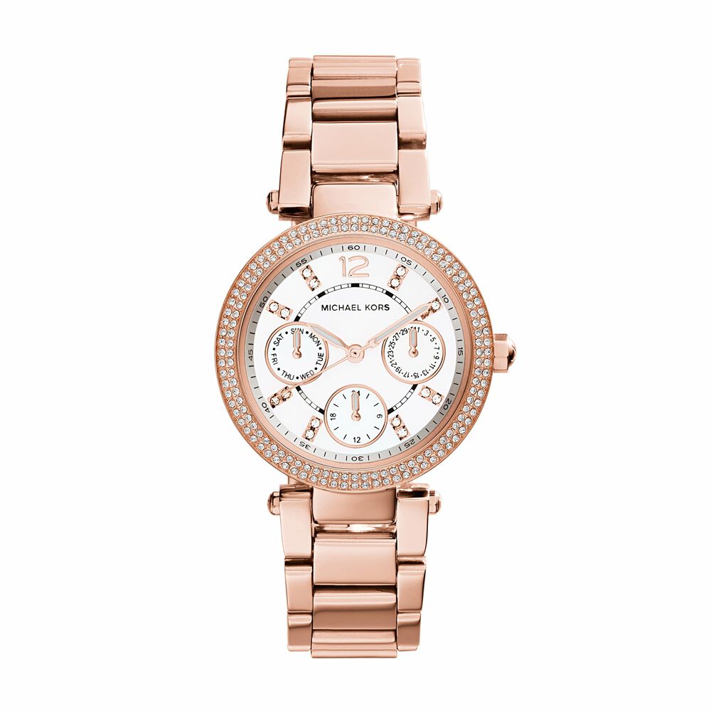 Michael Kors Parker stone-set rose gold-plated bracelet watch image number 0