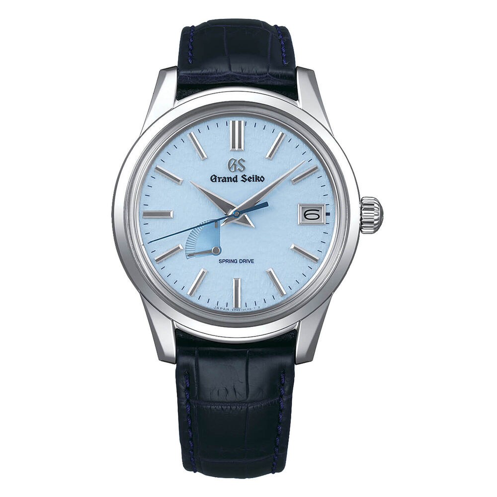 Grand Seiko Elegance Snowflake Blue Dial Steel Case Leather Strap Watch