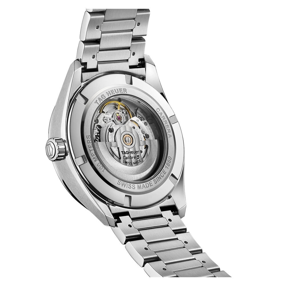 TAG Heuer Carrera Day-Date 41mm Black Dial Rose Gold Index Stainless Steel Bracelet Watch image number 2
