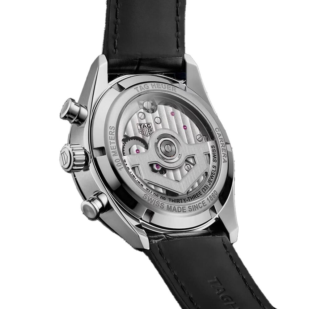 TAG Heuer Carrera Chronograph Tourbillon 42mm Green Dial Black Leather Strap Watch image number 3