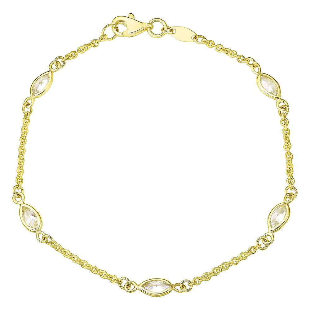 9ct gold marquise cubic zirconia chain bracelet image number 0