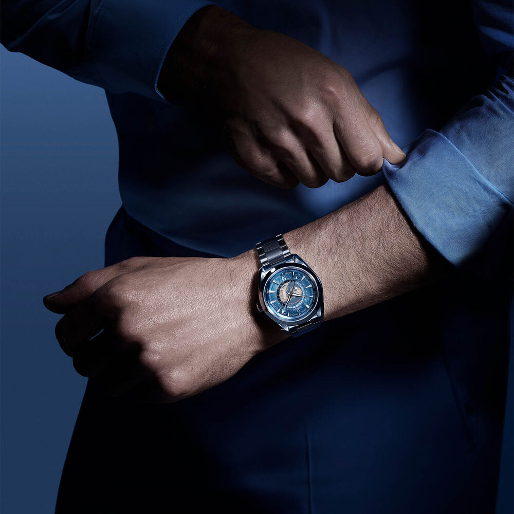 OMEGA Seamaster Aqua Terra 150M Gmt Worldtimer 43mm Summer Blue Dial Steel Bracelet Watch image number 7