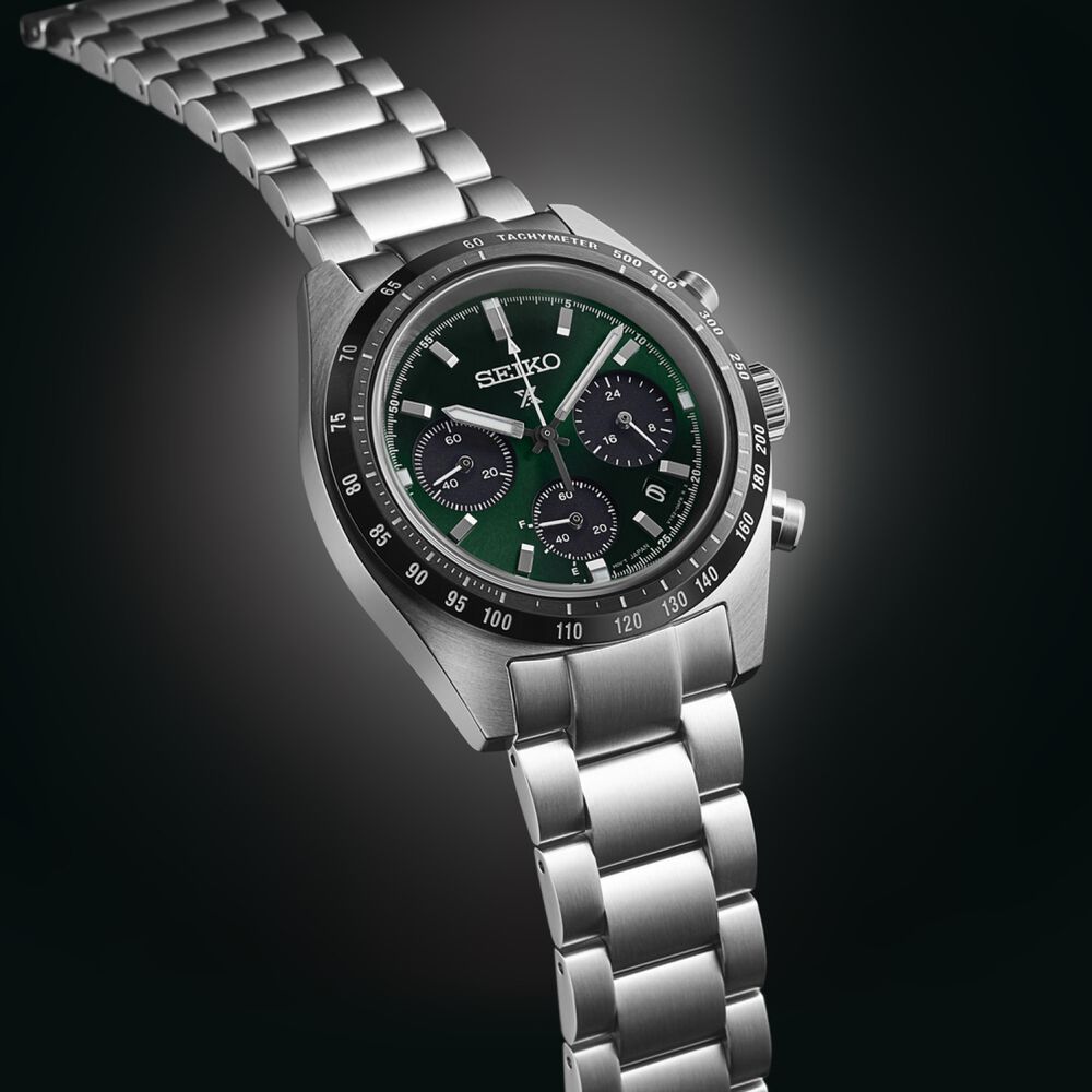 Seiko Prospex ‘Deep Green’ Speedtimer Solar Chronograph 39mm Green Dial Steel Case Watch image number 4