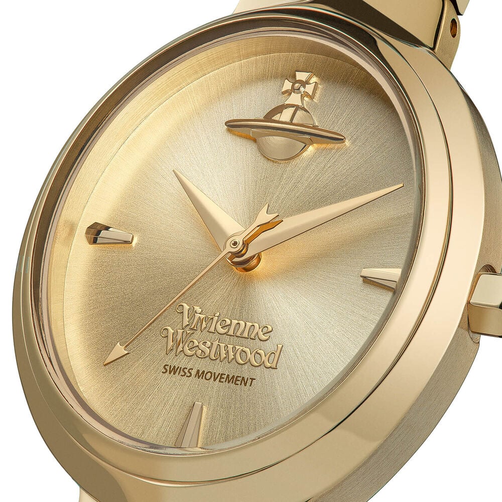 Vivienne Westwood Armour 28mm Champagne Dial Gold Steel Bracelet Watch image number 2