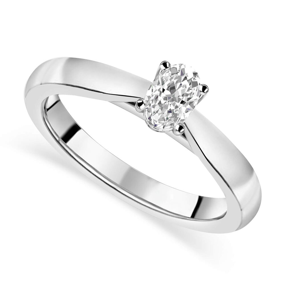 18ct White Gold 0.40ct Oval Diamond Orchid Setting Ring image number 0