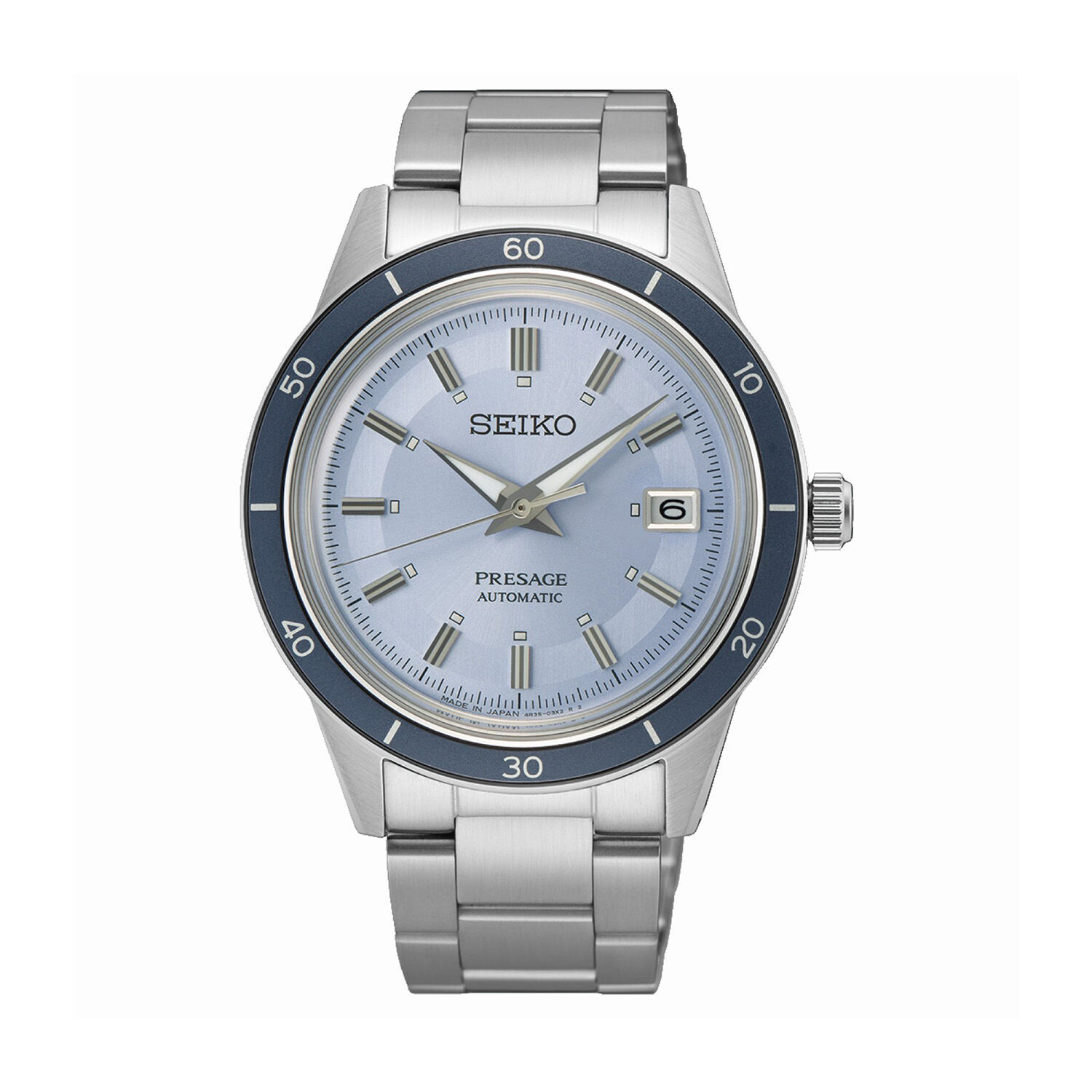Seiko Presage Style 60s Limited Edition 39.5mm Blue Dial Bracelet Strap Watch