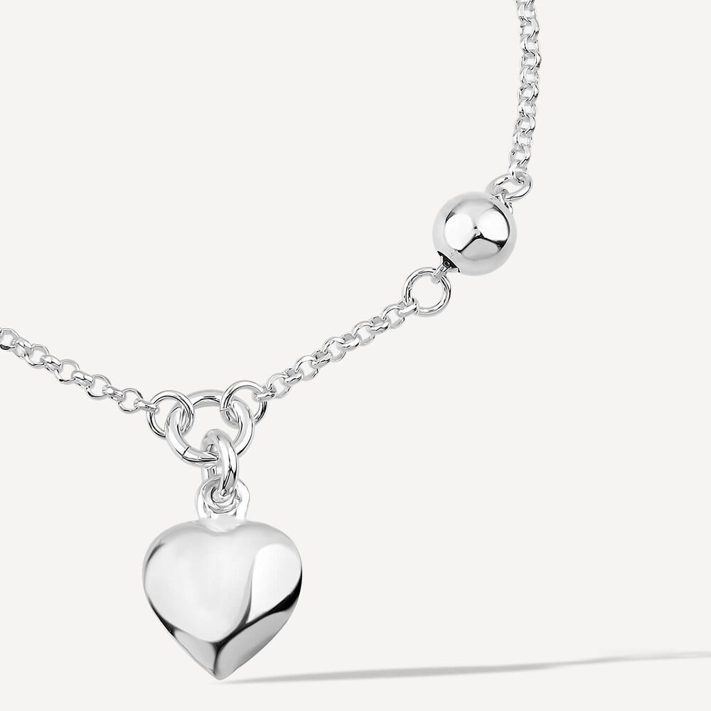 Sterling Silver Heart Drop Pendant Ball Chain Bracelet image number 1