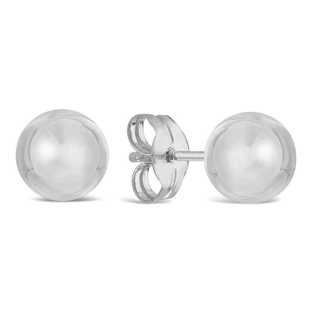 9ct White Gold 6mm Polished Ball Stud Earrings image number 1