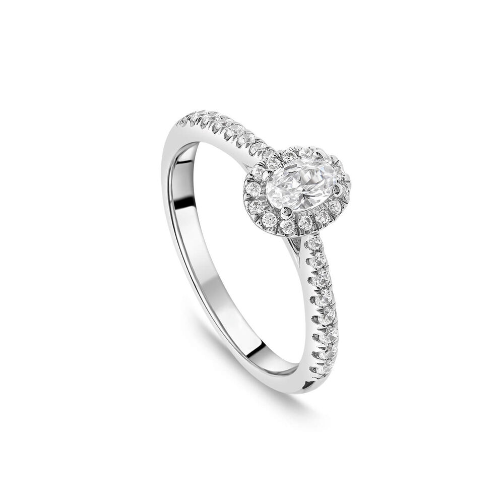 The Orchid Setting 18ct White Gold 0.50ct Oval Diamond Shoulders Ring