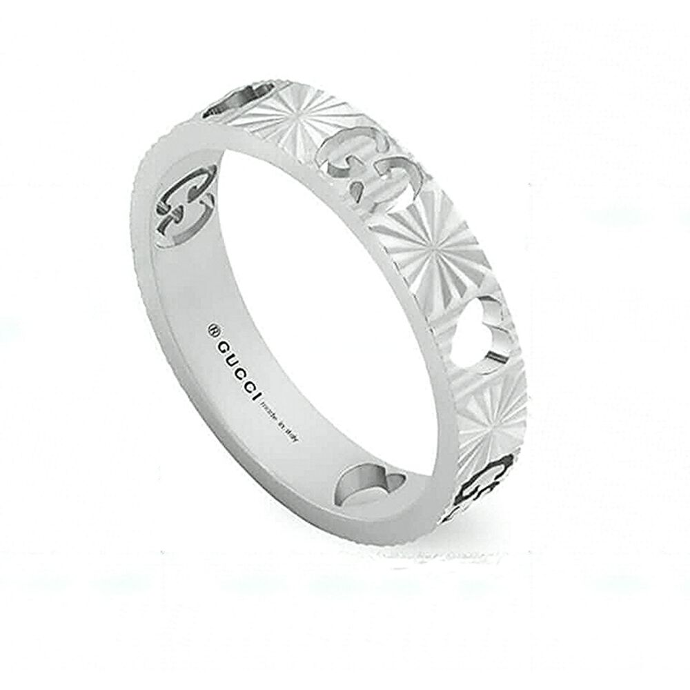 Gucci Icon 4mm White Gold Ring (UK Size N - O) image number 0