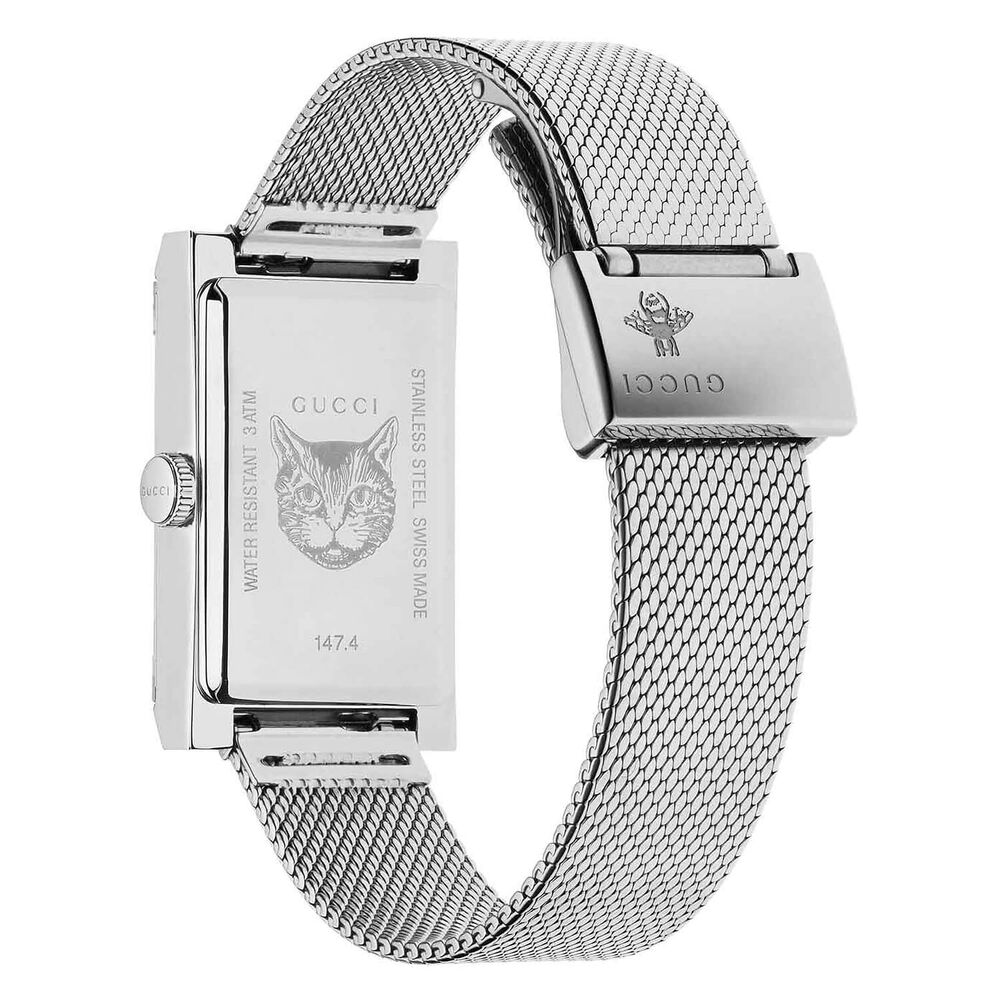 Gucci G-Frame 21mm Striped Dial Mesh Bracelet Ladies' Watch image number 1