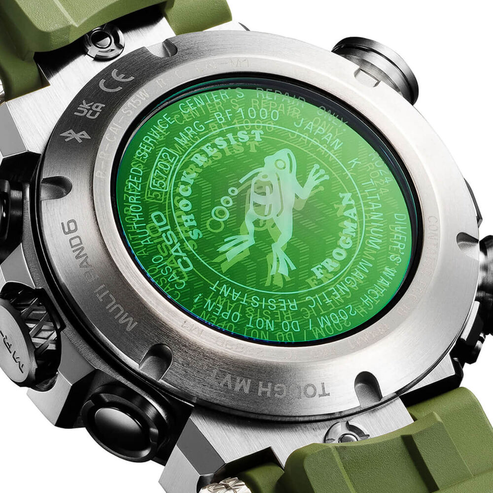 G-SHOCK MR-G 56mm Black Dial Green Resin Strap Watch image number 4