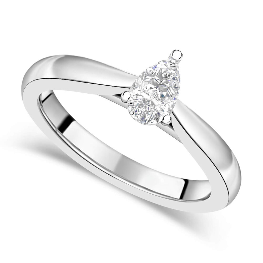 18ct White Gold 0.40ct Pear Diamond Orchid Setting Ring image number 0