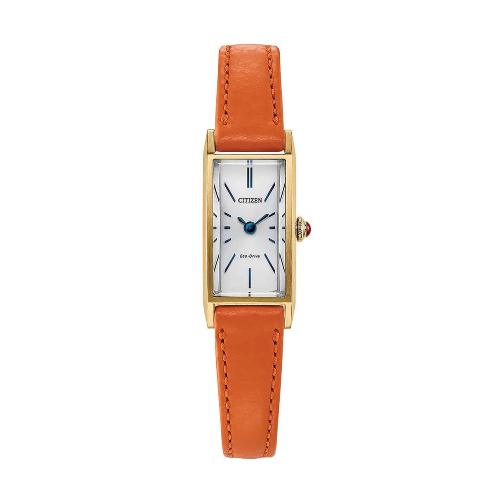 Citizen Fio 14x30mm White Dial Orange Leather Strap Watch