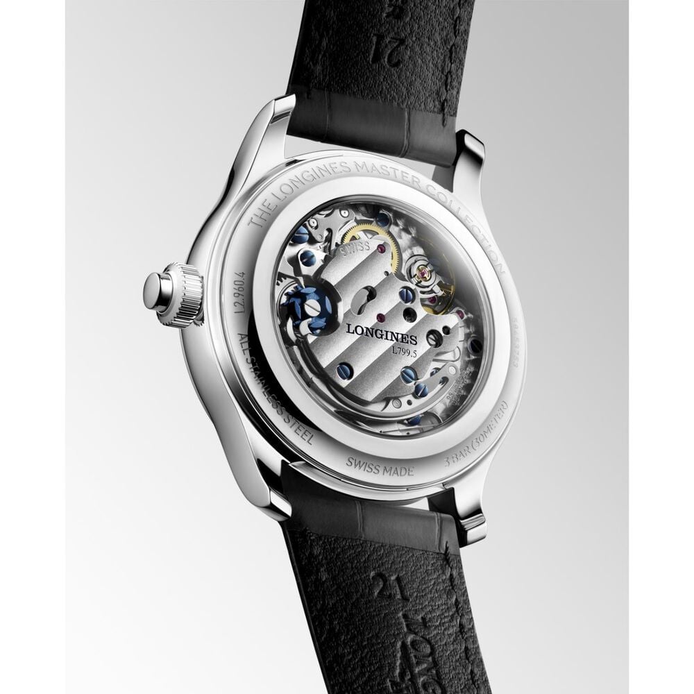 Longines Master Collection Chrono Moonphase 41mm Silver Barleycorn Dial Steel Bracelet Watch