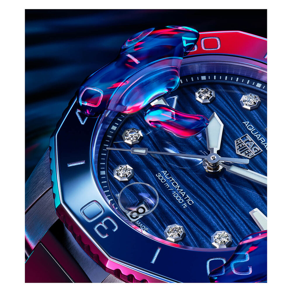 TAG Heuer Aquaracer Professional 300 36mm Blue Dial & Bezel Stainless Steel Bracelet Watch image number 8