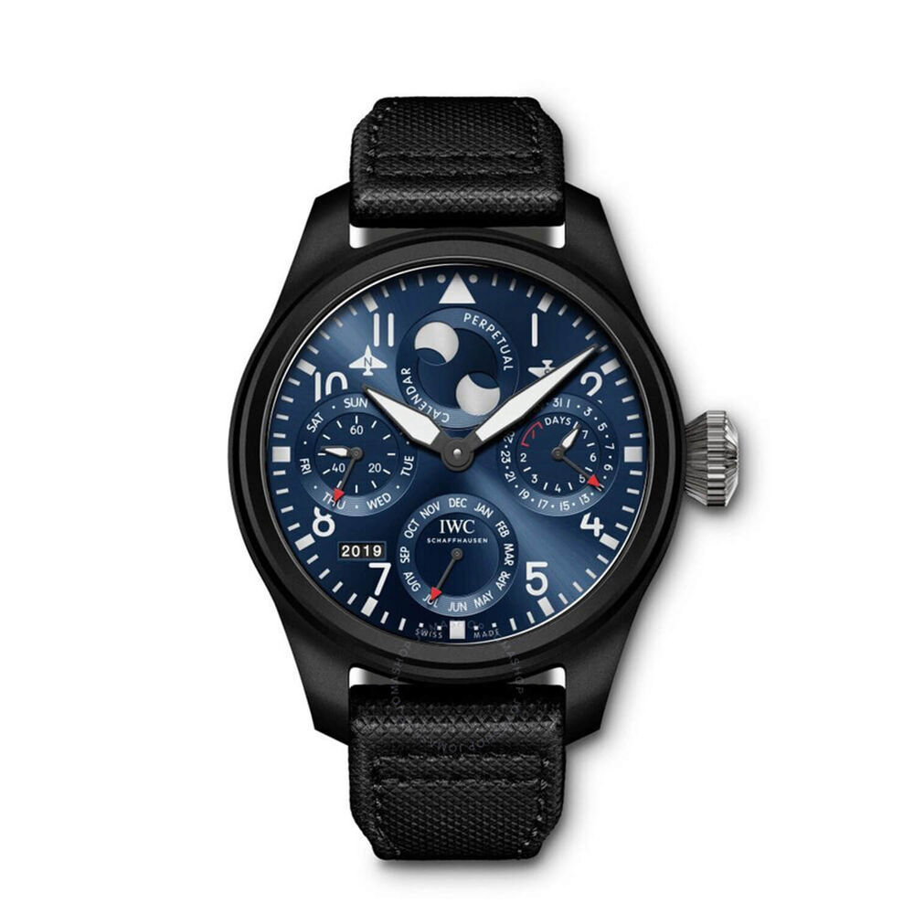 IWC Schaffhausen Big Pilot's Watch Perpetual Calendar 'Rodeo Drive' Blue Dial Black Strap Watch image number 0