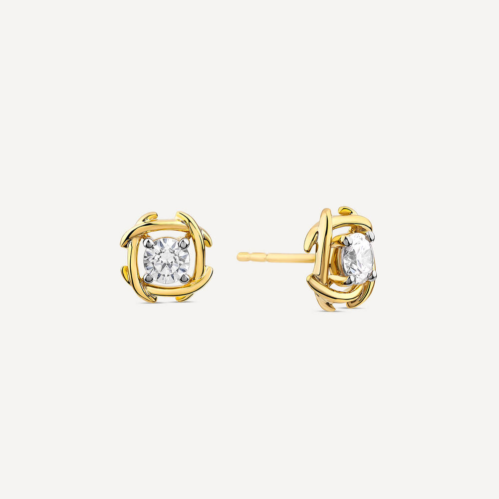 9ct Yellow Gold 1.00ct Lab Grown Entwined Love Knot Stud Earrings image number 1