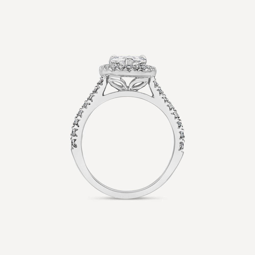 Born Platinum 2.13ct Pear Halo & Diamond Sides Ring