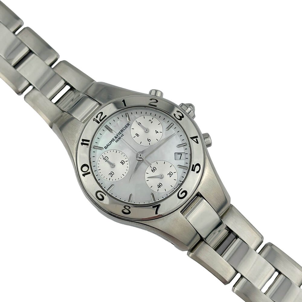 Pre-Owned Baume & Mercier Linea 32mm Silver Dial Steel Bracelet Watch