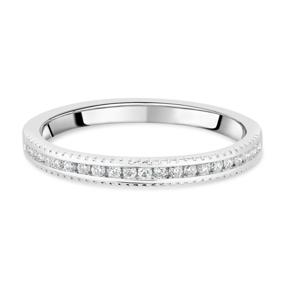 9ct White Gold 0.16ct Diamond Beaded Edge Eternity Ring image number 4