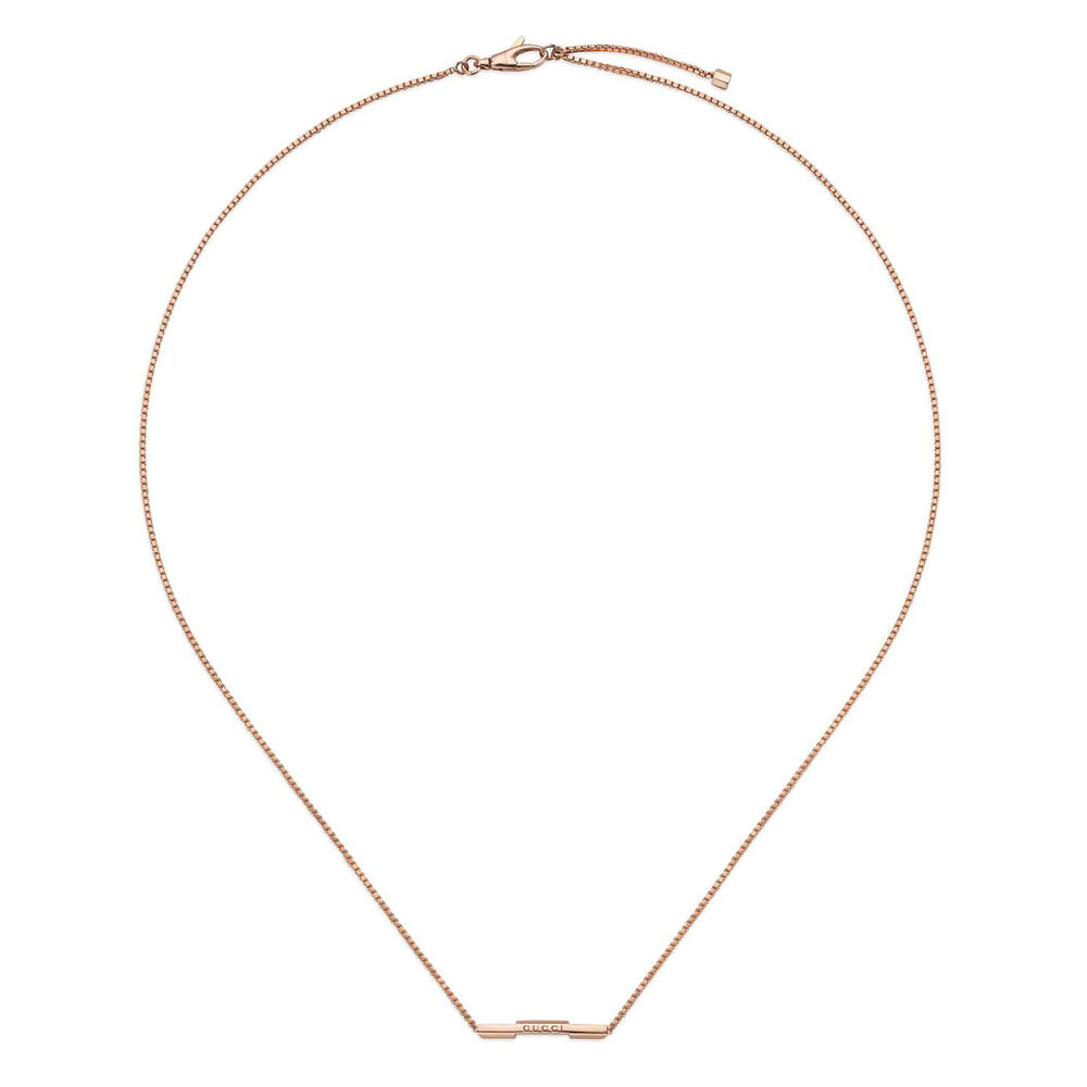 Gucci Link to Love 18ct Rose Gold Bar Pendant Necklace