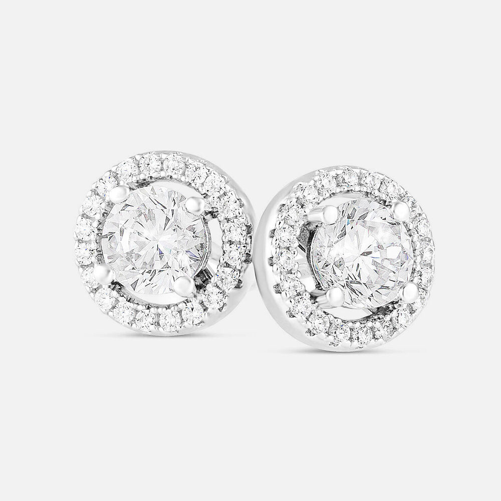Sterling Silver Cubic Zirconia Halo Stud Earrings