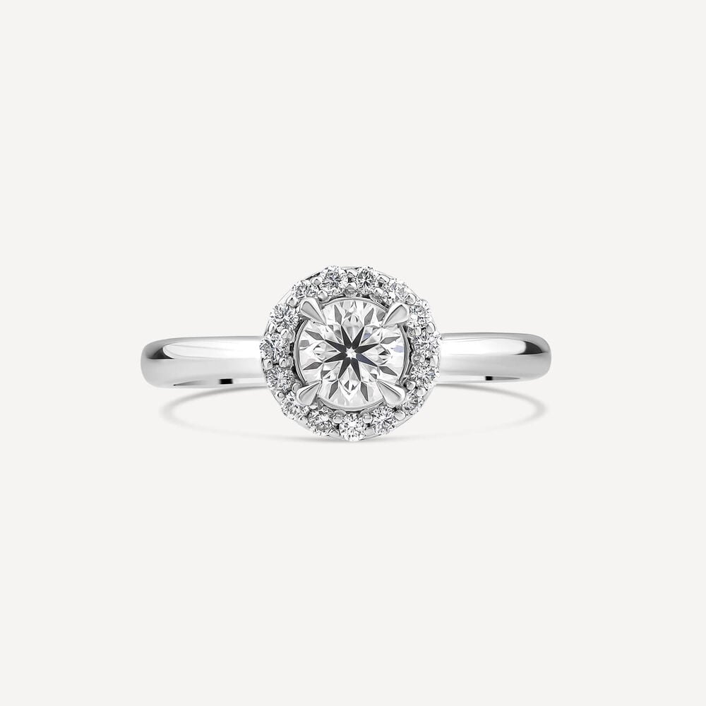 Platinum 0.50ct Round Diamond Halo Ring image number 1