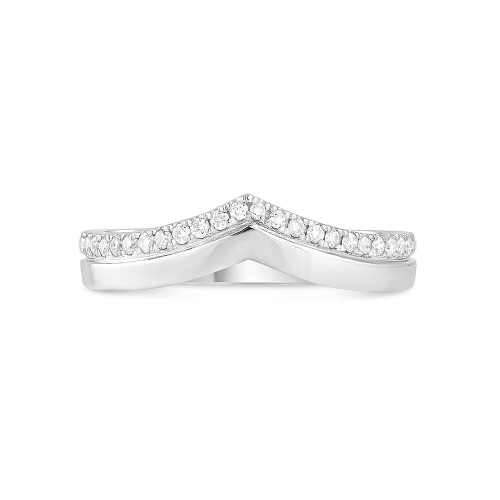 9ct White Gold 0.15ct Diamond Wishbone Wedding Ring