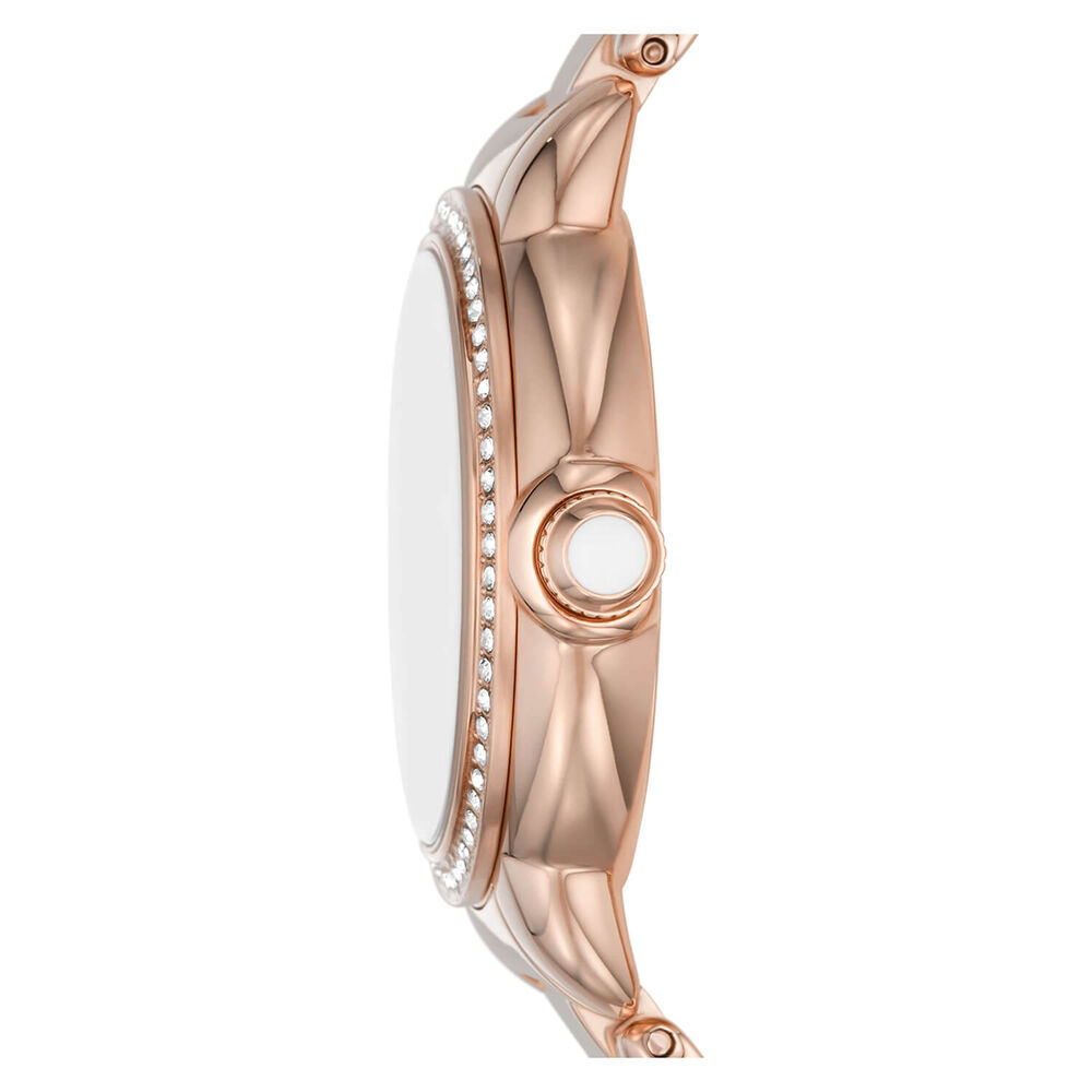 Emporio Armani 32mm Cubic Zirconia Bezel Rose Gold Bracelet Watch image number 2