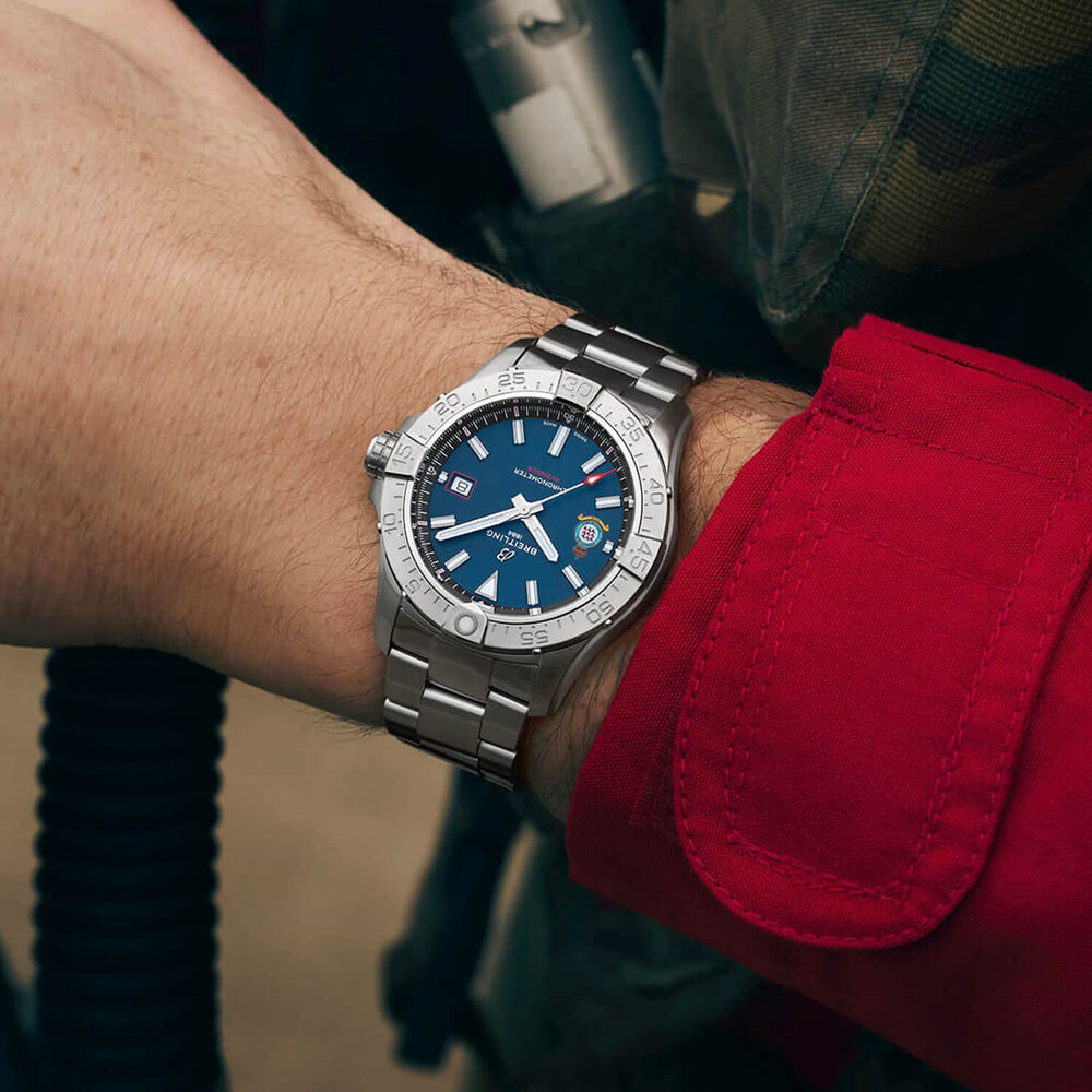 Breitling Avenger Auto 42 Red Arrows 60th Anniversary Edition Blue Dial Steel Bracelet Watch image number 9