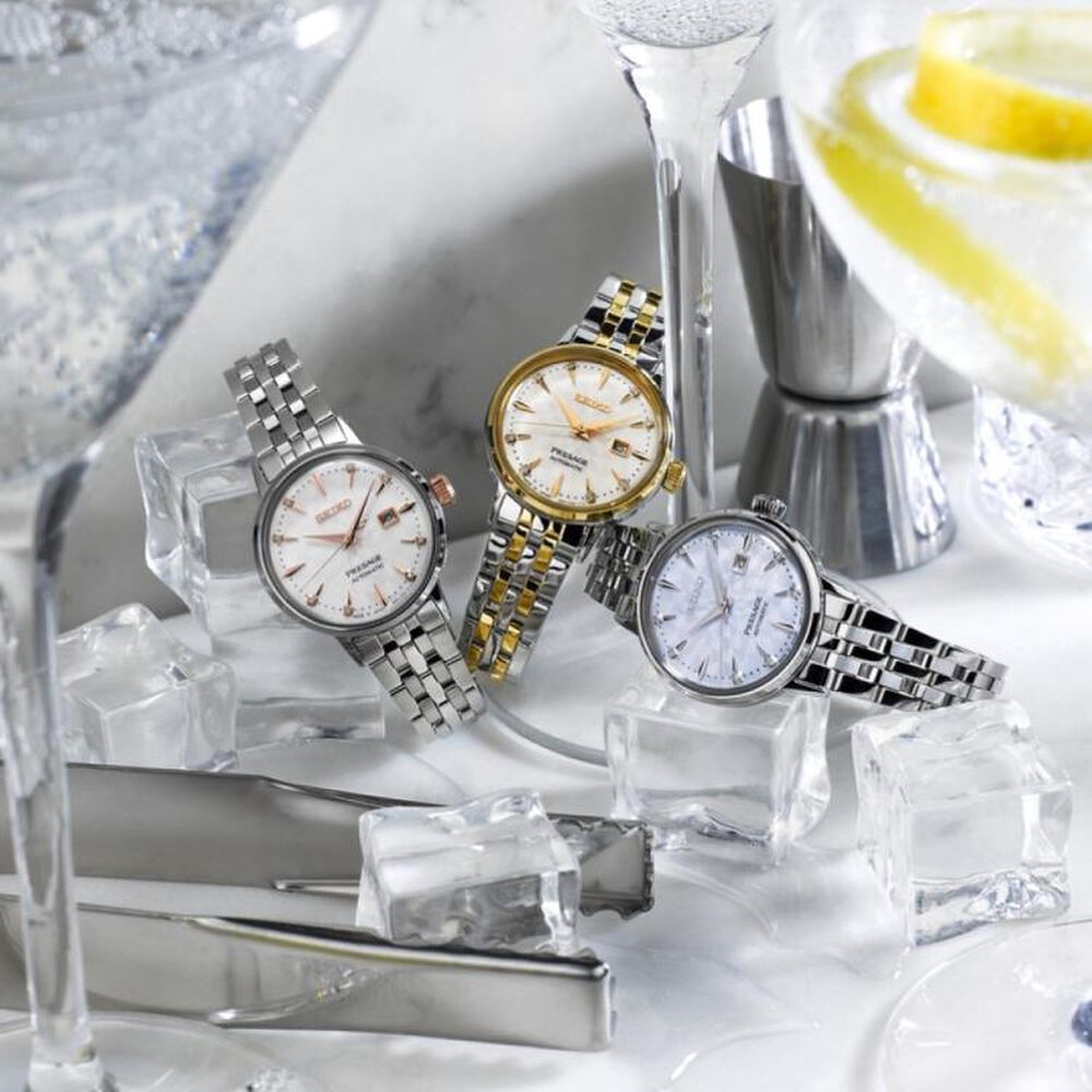 Seiko Presage Cocktail Time ‘Clover Club’ Diamond Twist 30mm Rose Gold Bezel Watch image number 6