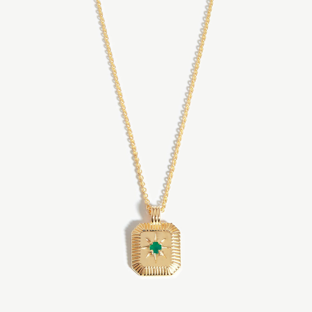 Missoma 18ct Gold Vermeil Sterling Silver Green Onyx May Birthstone Pendant Necklace