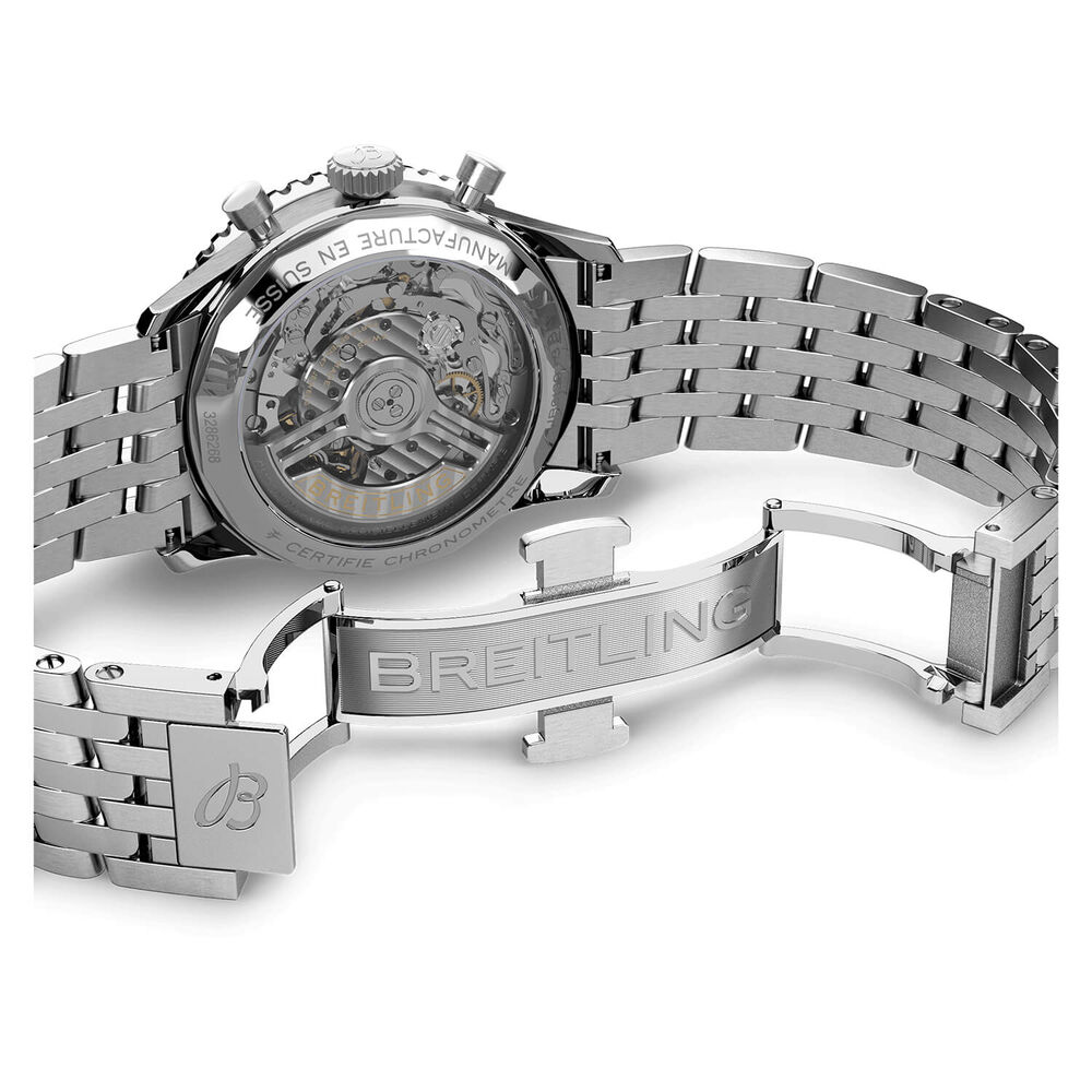 Breitling Navitimer B01 Chronograph 41 Blue Dial Black Details Steel Bracelet Watch image number 5