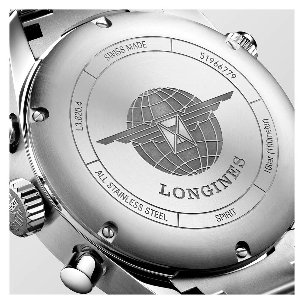 Longines Spirit Automatic 42mm Chronograph Black Dial Steel Case Bracelet Watch image number 2